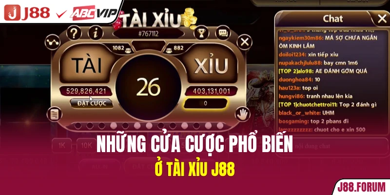 Tài Xỉu J88 - Chi Tiết Luật Chơi Cho Thành Viên Mới Những cửa cược phổ biến ở tài xỉu J88